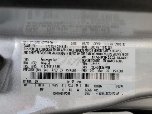 1FAHP3K22CL183490 2012 Ford Focus Se