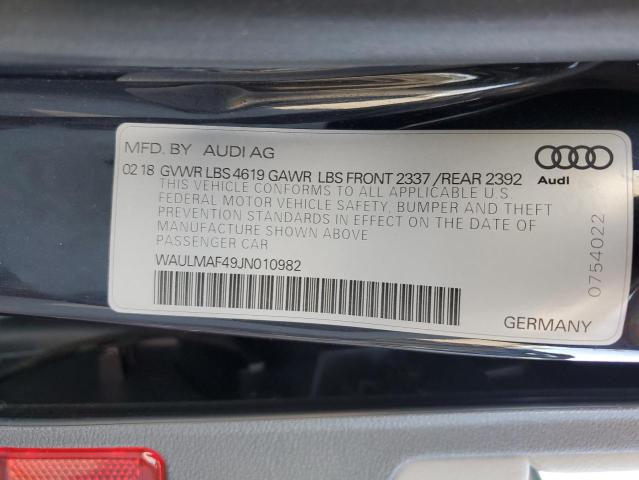 2018 AUDI A4 WAULMAF49JN010982