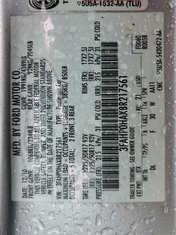 3FAHP0HAXBR217561 2011 Ford Fusion Se