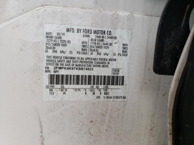 2FMPK4K97KBB74933 2019 FORD EDGE, photo no. 14