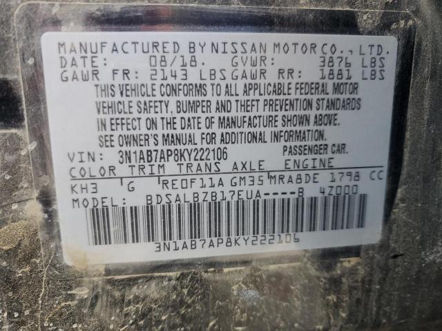 2019 Nissan Sentra S VIN: 3N1AB7AP8KY222106 Lot: 48344714