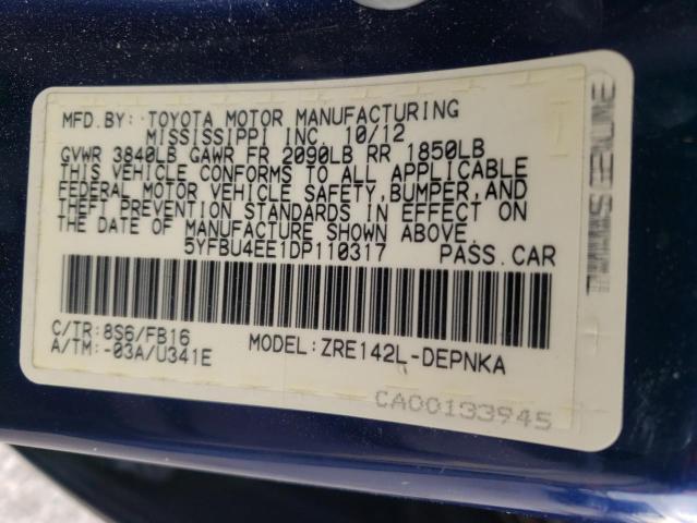 Lot #2392766183 2013 TOYOTA COROLLA BA salvage car