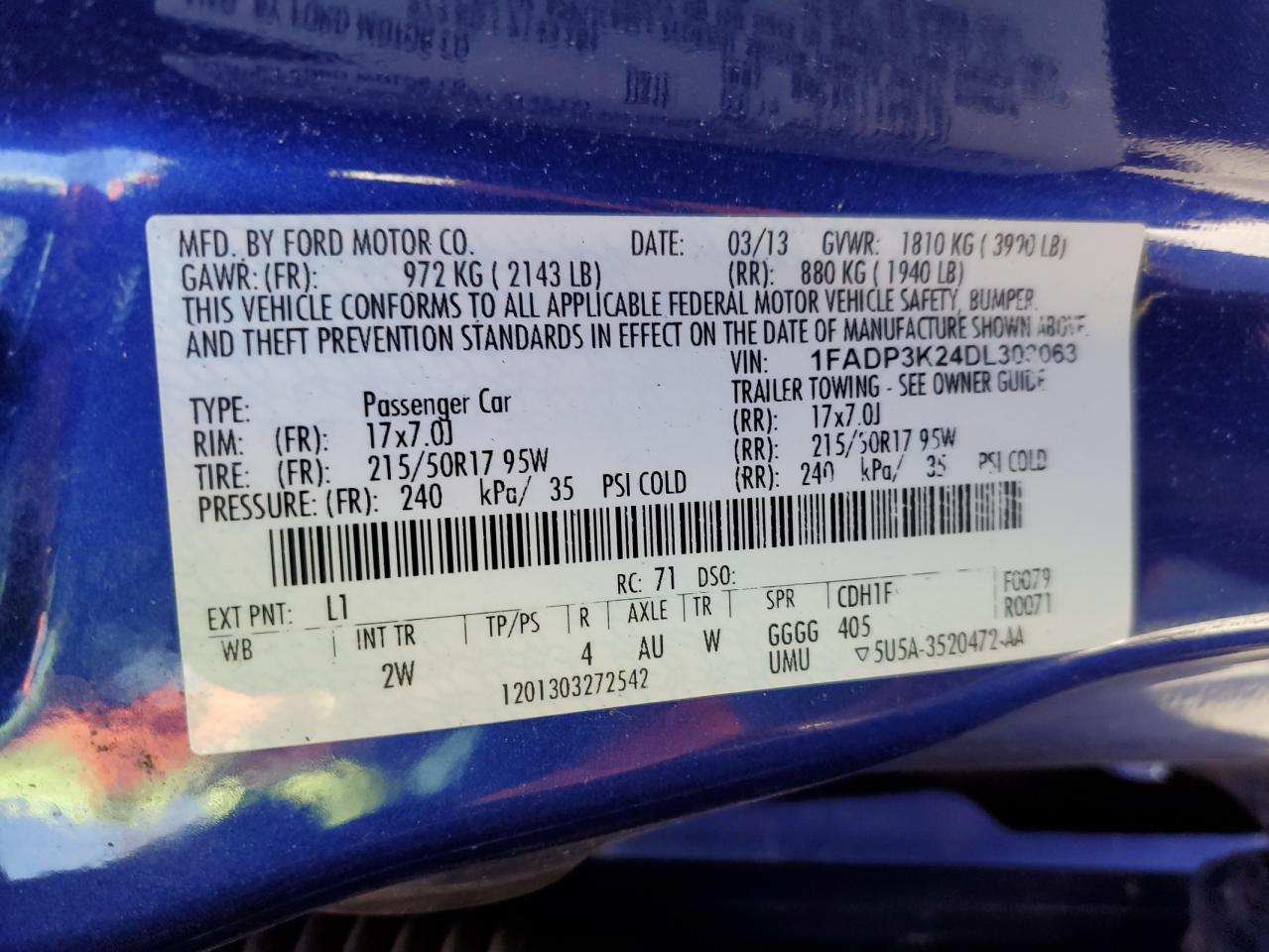 1FADP3K24DL303063 2013 Ford Focus Se