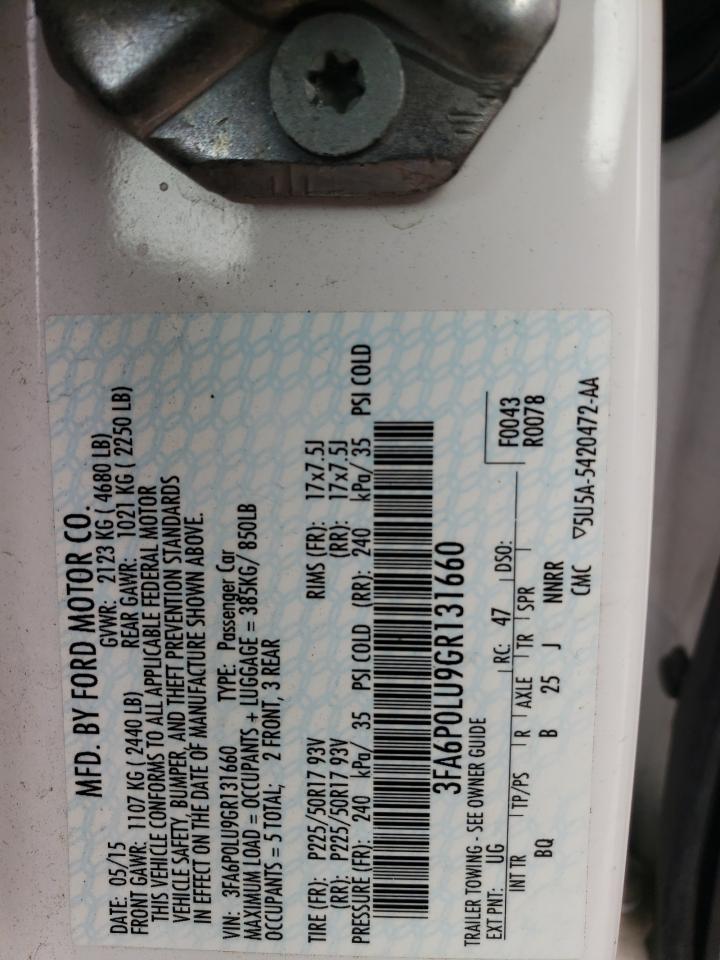 3FA6P0LU9GR131660 FORD FUSION 2016