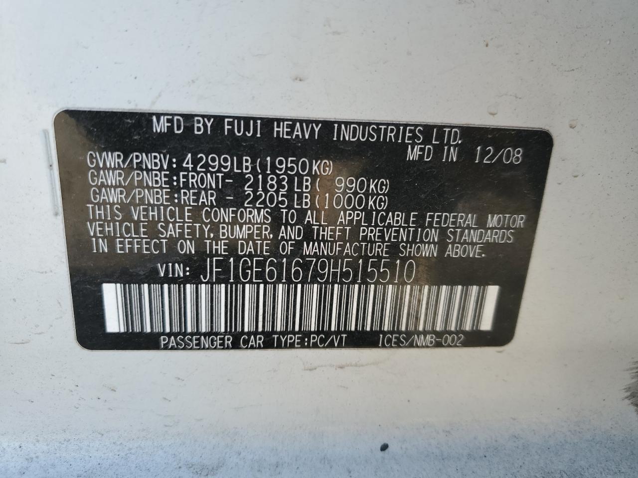 JF1GE61679H515510 2004 Subaru Impreza 2.5I