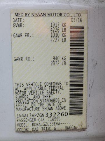 2016 NISSAN ALTIMA 4D 1N4AL3AP2GN332260