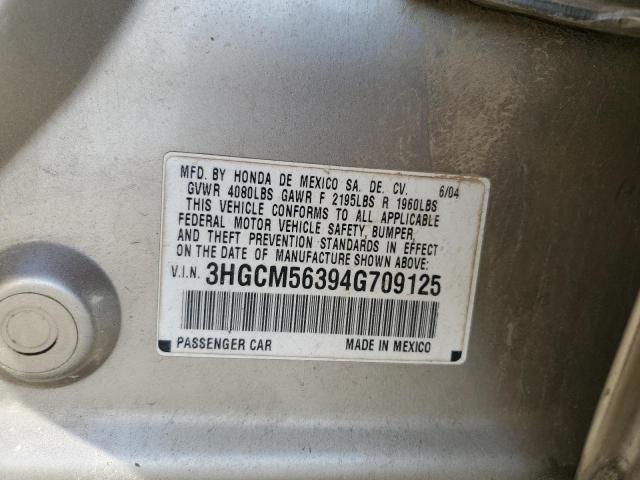 2004 Honda Accord Lx VIN: 3HGCM56394G709125 Lot: 53314224