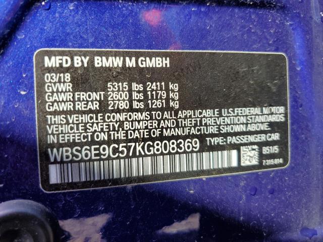 2019 BMW M6 GRAN CO WBS6E9C57KG808369