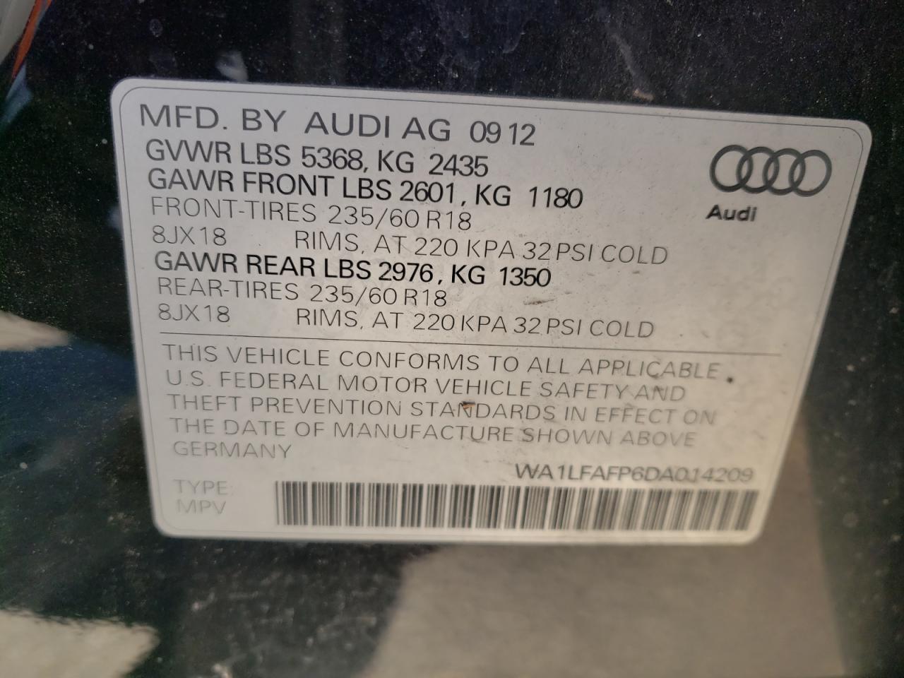 WA1LFAFP6DA014209 2013 Audi Q5 Premium Plus