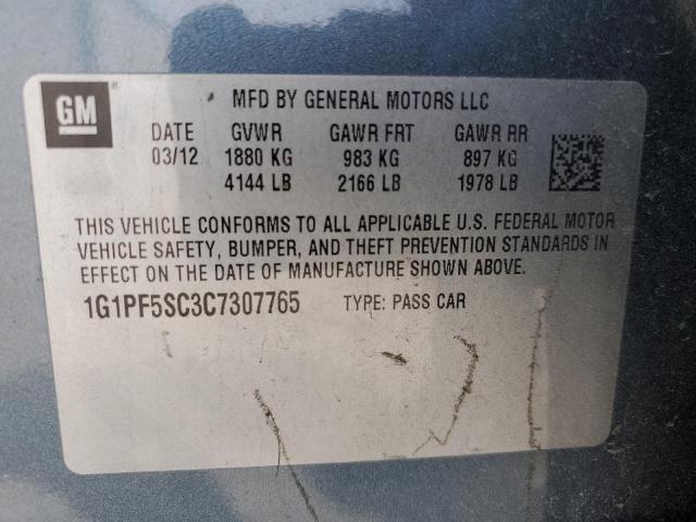 2012 Chevrolet Cruze Lt VIN: 1G1PF5SC3C7307765 Lot: 48169454