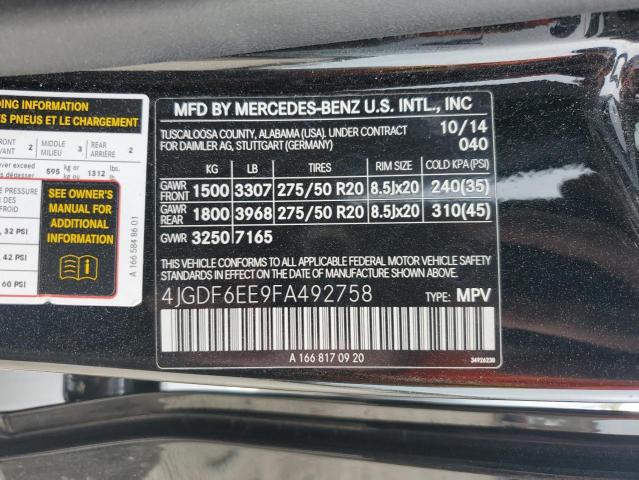 2015 Mercedes-Benz Gl 450 4Matic VIN: 4JGDF6EE9FA492758 Lot: 47929104