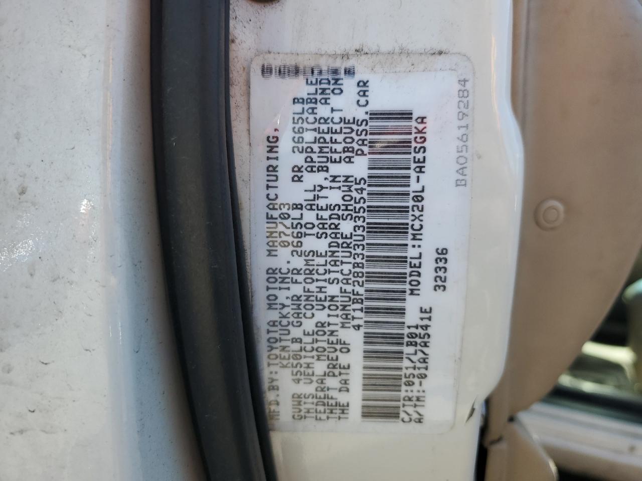 4T1BF28B33U335545 2003 Toyota Avalon Xl