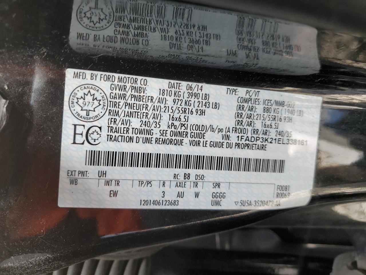 1FADP3K21EL338161 2014 Ford Focus Se