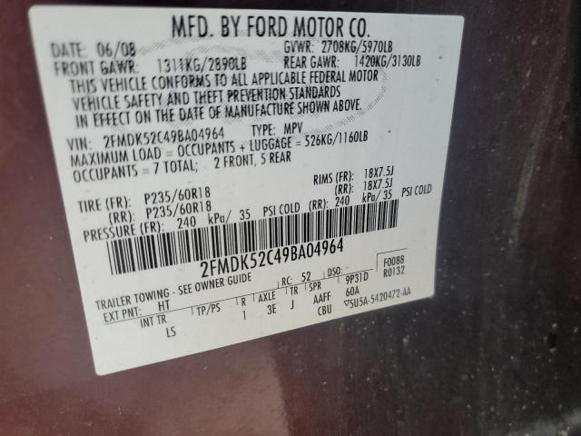 2009 Ford Flex Sel VIN: 2FMDK52C49BA04964 Lot: 49037654