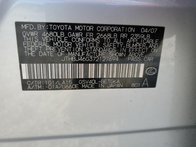 JTHBJ46G372127694 2007 Lexus Es 350