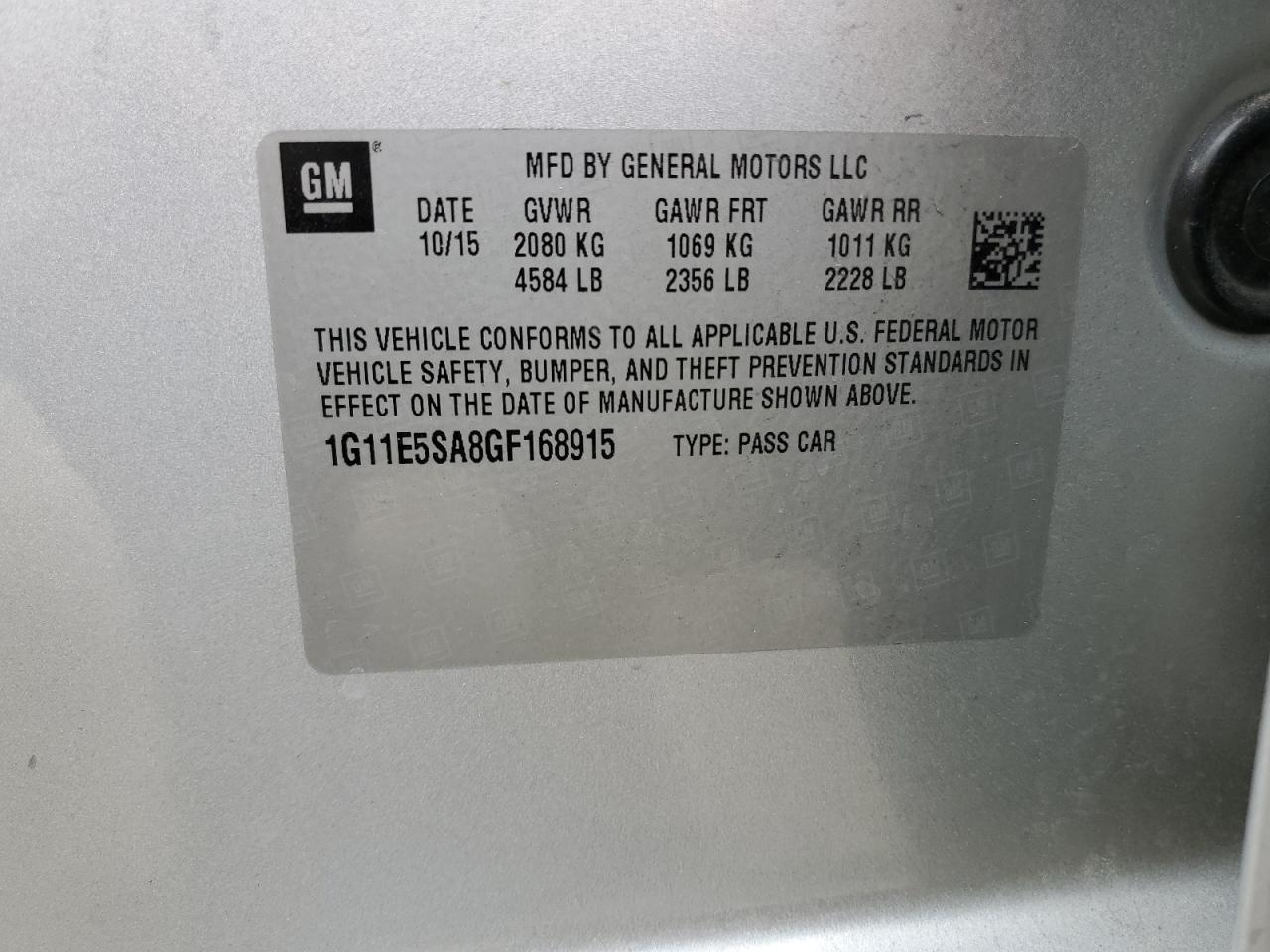 1G11E5SA8GF168915 CHEVROLET MALIBU 2016