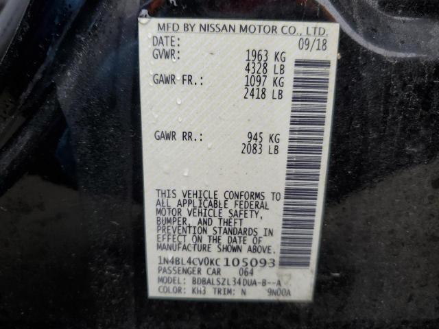 2019 NISSAN ALTIMA SR - 1N4BL4CV0KC105093