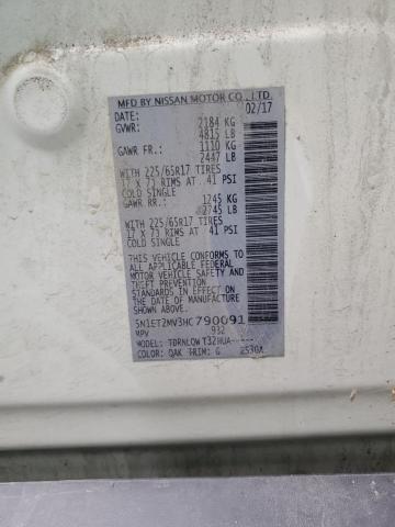 2017 NISSAN ROGUE SV H 5N1ET2MV3HC790091