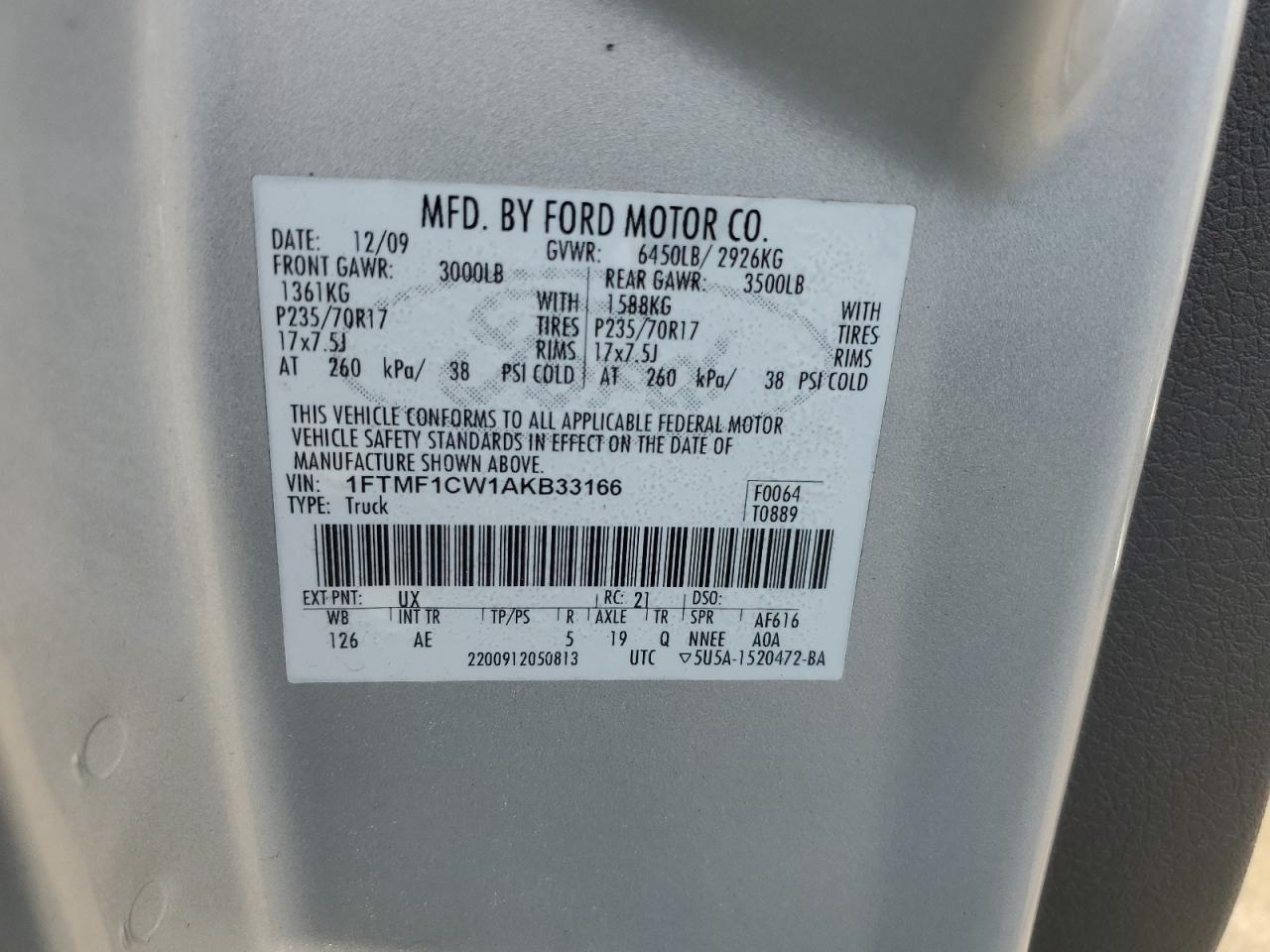 1FTMF1CW1AKB33166 2010 Ford F150