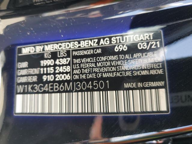 2021 Mercedes-Benz A 220 VIN: W1K3G4EB6MJ304501 Lot: 49068384