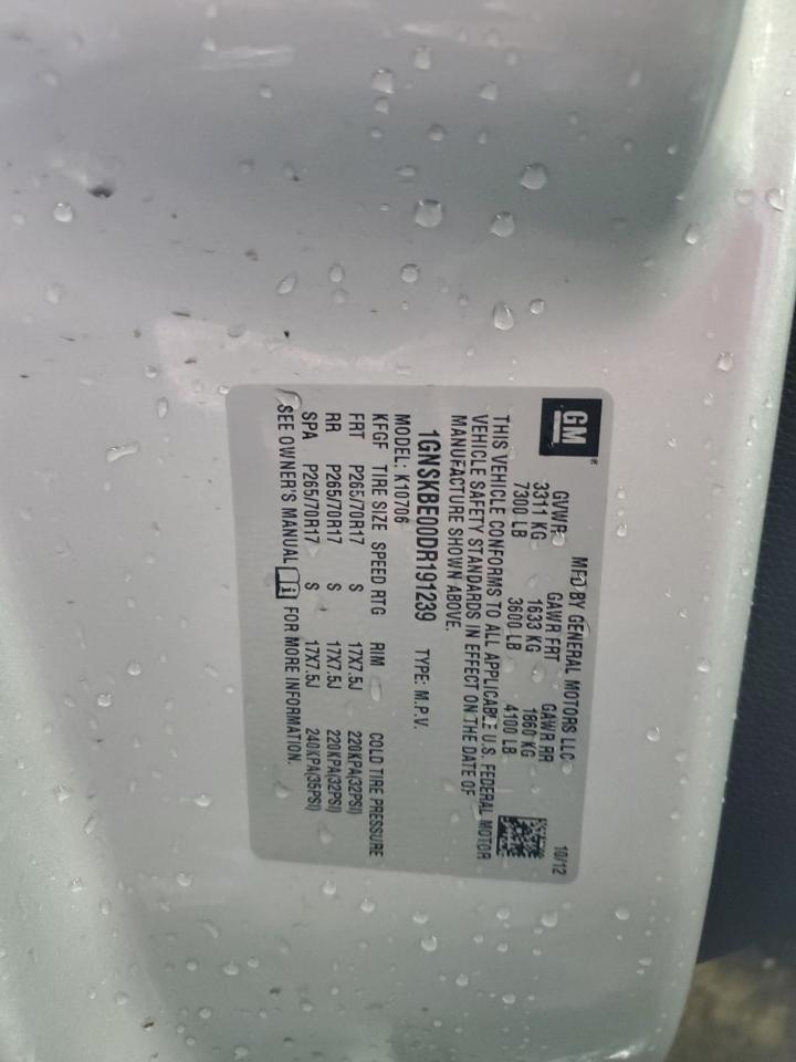 1GNSKBE00DR191239 2013 Chevrolet Tahoe K1500 Lt