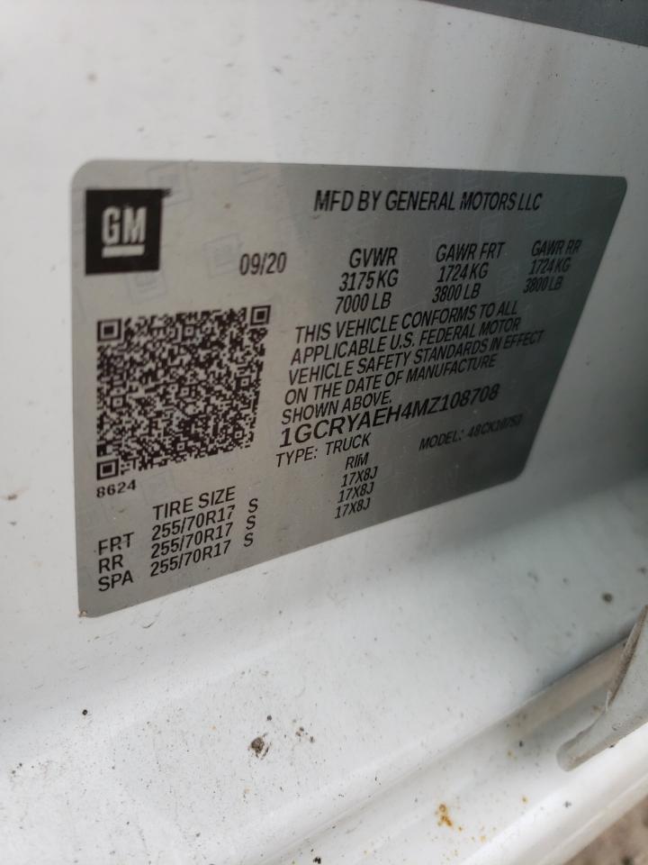 1GCRYAEH4MZ108708 CHEVROLET ALL Models 2021
