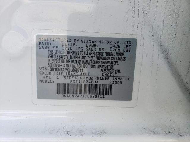 2018 Nissan Versa S VIN: 3N1CN7APXJL860711 Lot: 47063774