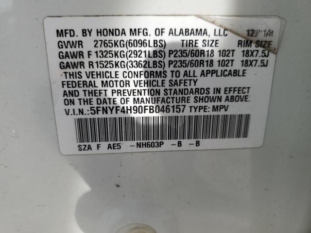 2015 HONDA PILOT TOUR - 5FNYF4H90FB046157