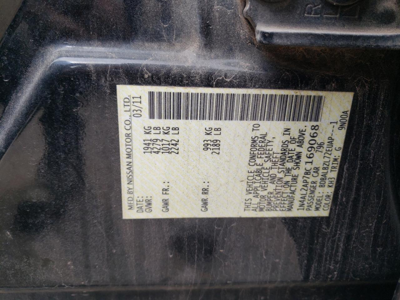 1N4AL2AP7BC169068 2011 Nissan Altima Base