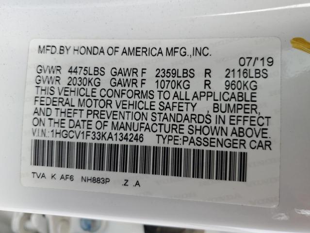 2019 HONDA ACCORD SPO - 1HGCV1F33KA134246