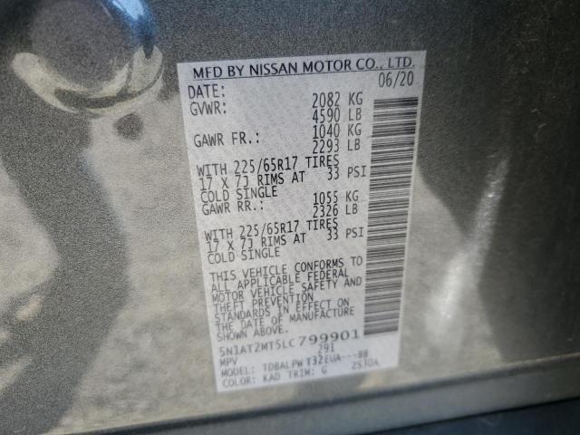Lot #2457175531 2020 NISSAN ROGUE S salvage car