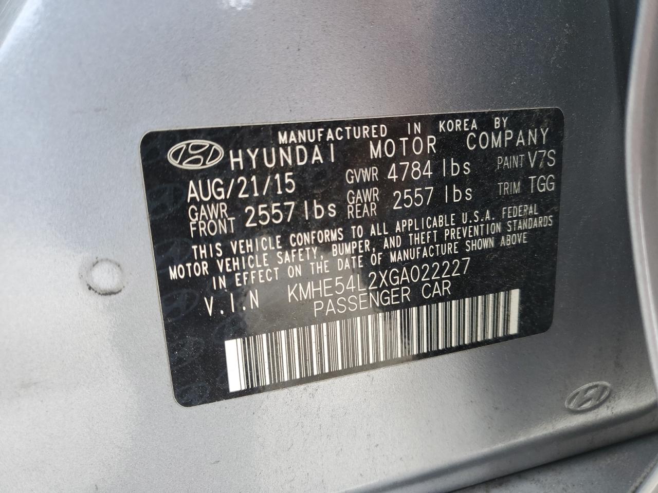 2016 Hyundai Sonata Plug-In Hybrid vin: KMHE54L2XGA022227