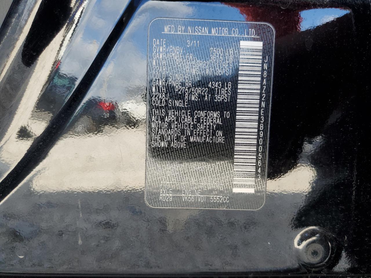 jn8az2ne3b9005643 JN8AZ2NE3B9005643 2011 Infiniti Qx56