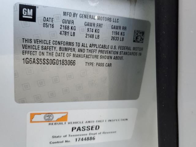 2016 CADILLAC CTS PERFOR - 1G6AS5SS0G0183066