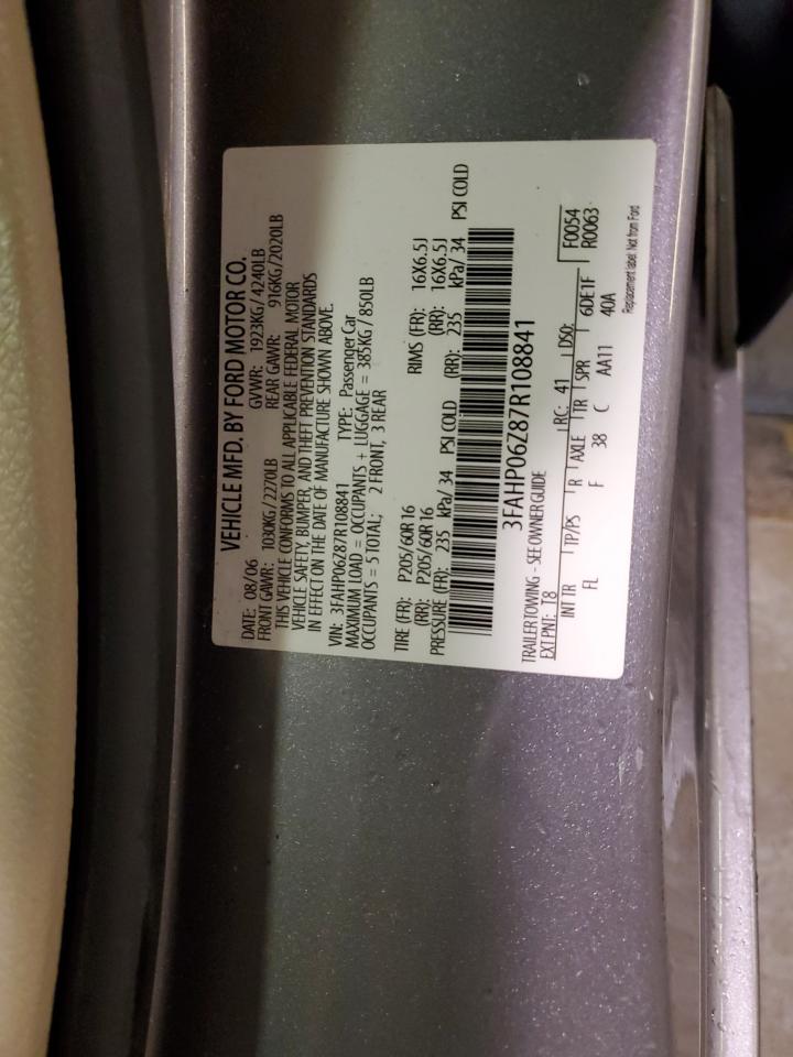 3FAHP06Z87R108841 2007 Ford Fusion S