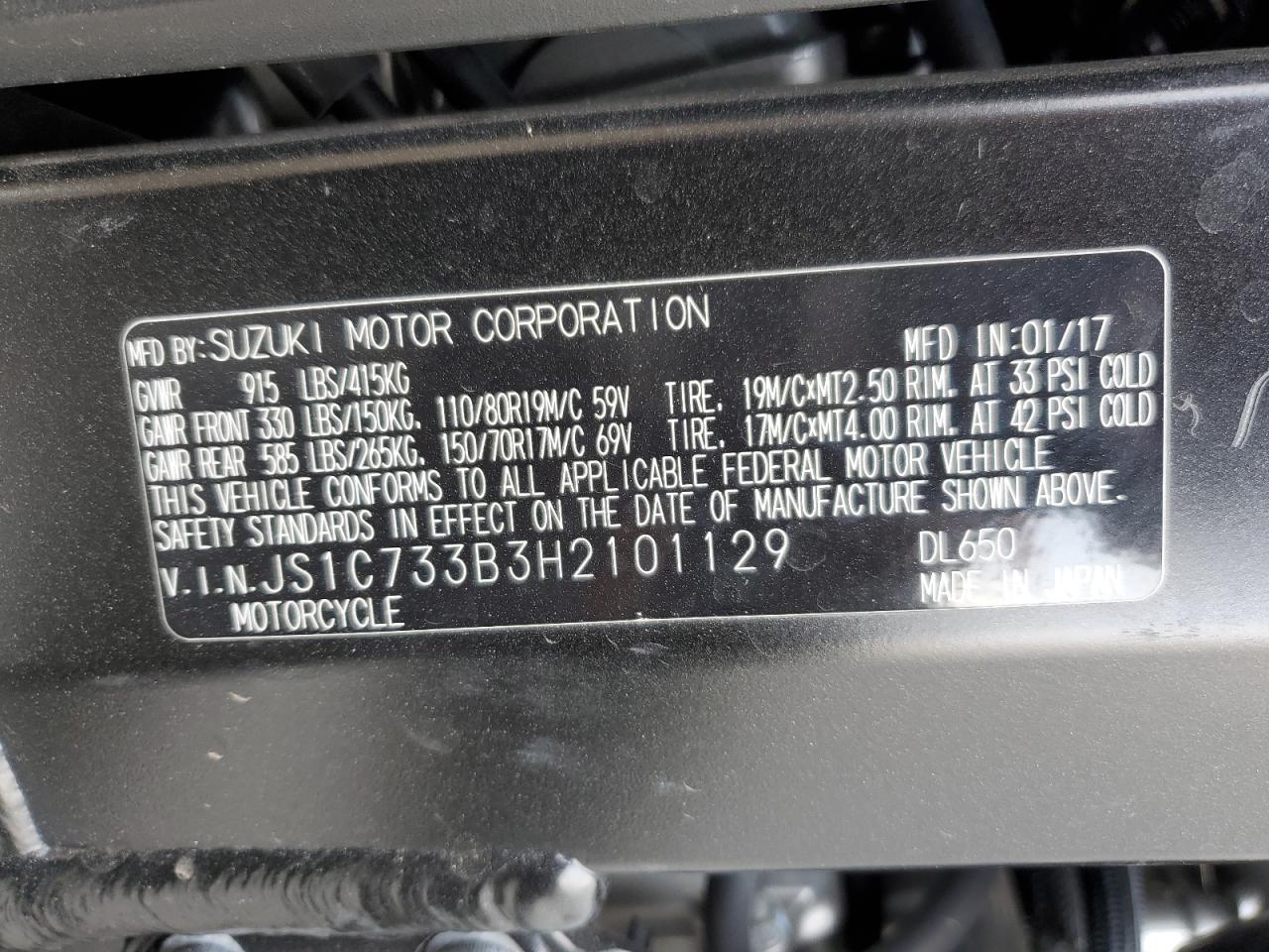 JS1C733B3H2101129 2017 Suzuki Dl650 A