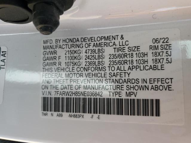 2022 Honda Cr-V Exl VIN: 7FARW2H85NE036842 Lot: 47530634
