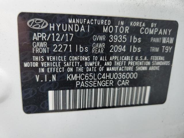 2017 HYUNDAI IONIQ BLUE - KMHC65LC4HU036000