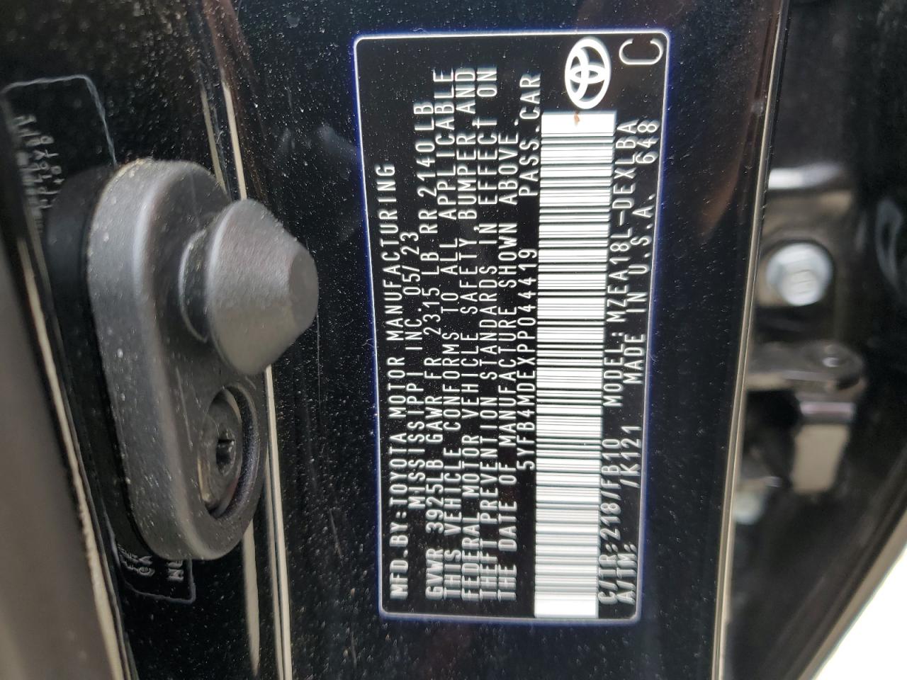 5yfb4mdexpp044419 5YFB4MDEXPP044419 2023 Toyota Corolla Le