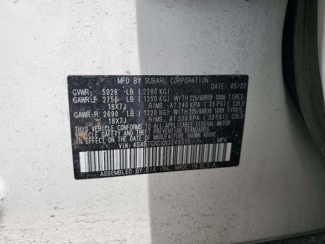 2022 SUBARU OUTBACK LI - 4S4BTGNDXN3249315