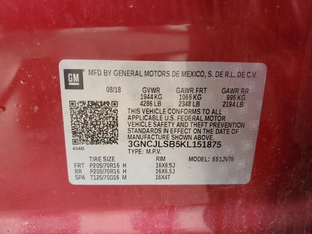 2019 CHEVROLET TRAX 1LT - 3GNCJLSB5KL151875