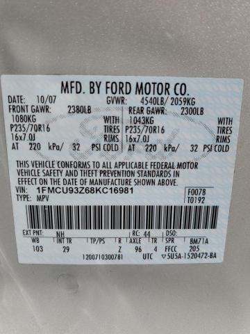 2008 Ford Escape Xlt VIN: 1FMCU93Z68KC16981 Lot: 45460464