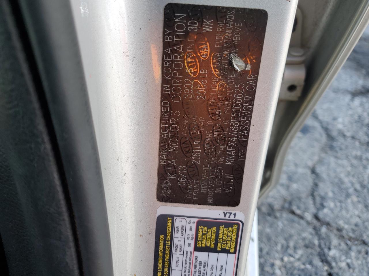 KNAFX4A88E5106625 2014 Kia Forte Ex