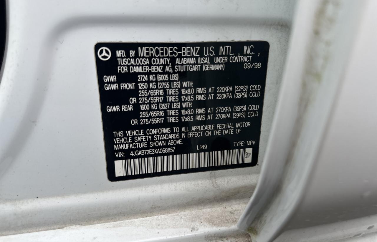 4jgab72e3xa068857 4JGAB72E3XA068857 1999 Mercedes-Benz Ml 430