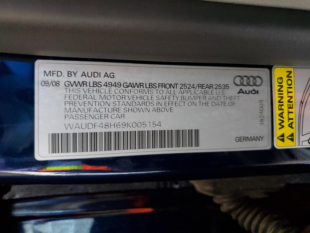 WAUDF48H69K005154 2009 Audi A4 2.0T Cabriolet Quattro