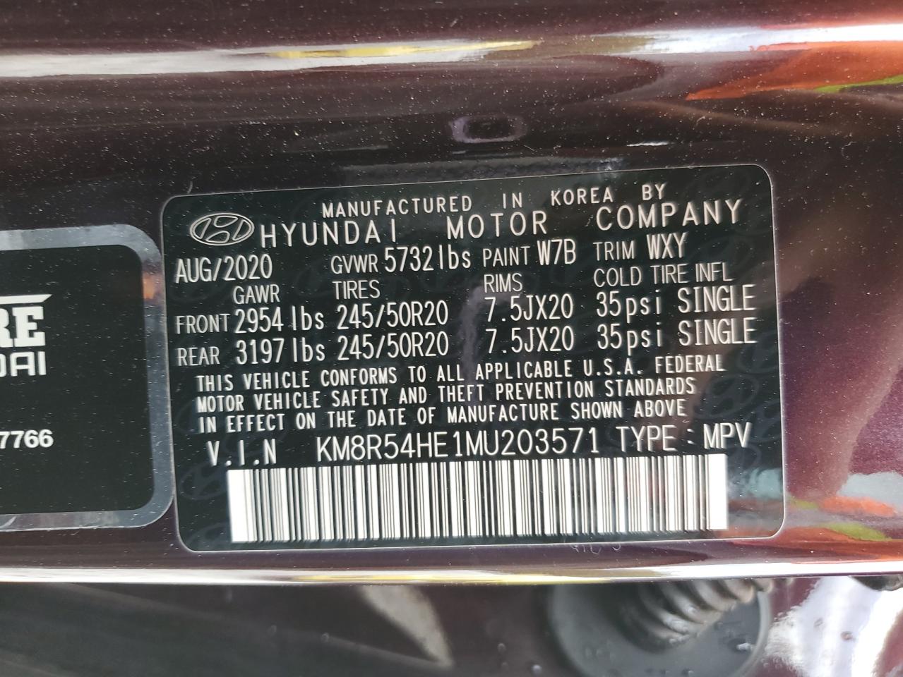 KM8R54HE1MU203571 2021 Hyundai Palisade Limited