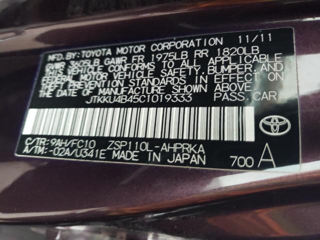 2012 Toyota Scion Xd VIN: JTKKU4B45C1019333 Lot: 47977804