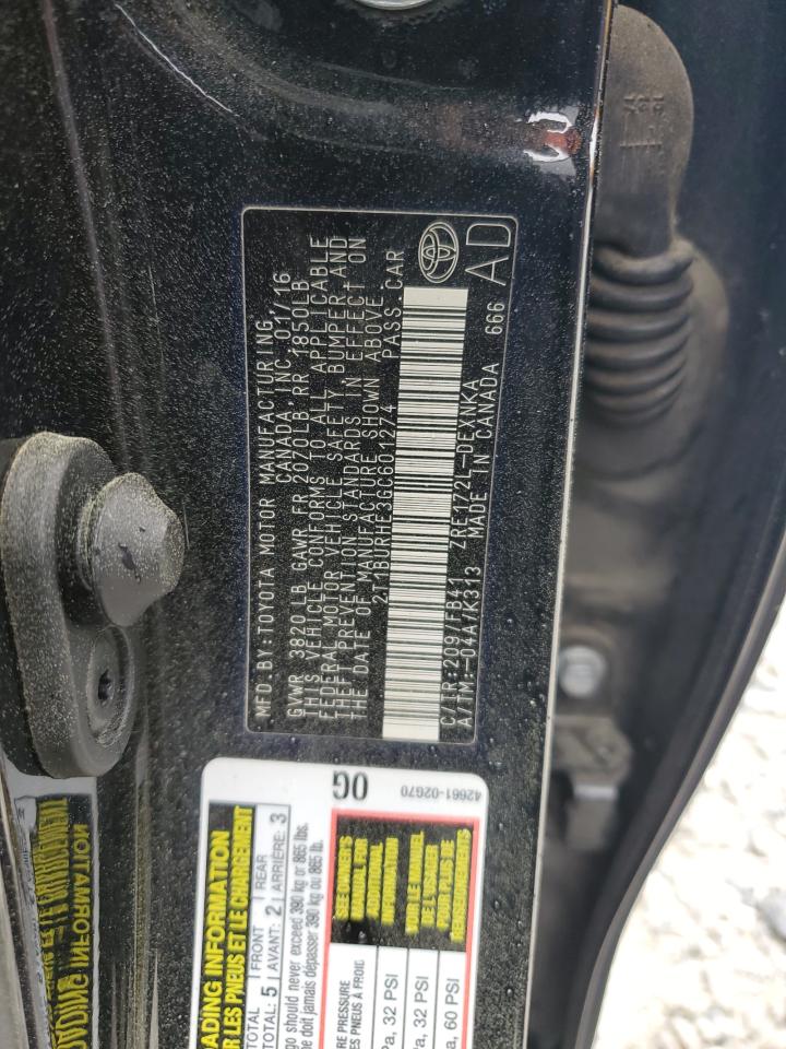 2T1BURHE3GC601274 2016 Toyota Corolla L