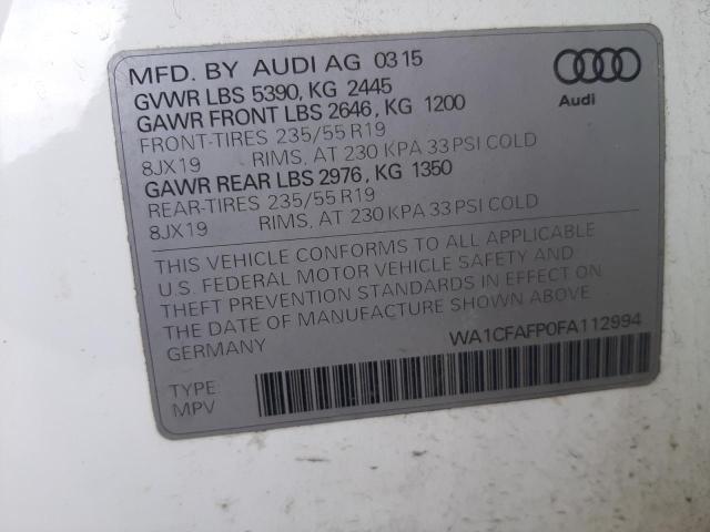 Lot #2440309823 2015 AUDI Q5 PREMIUM salvage car