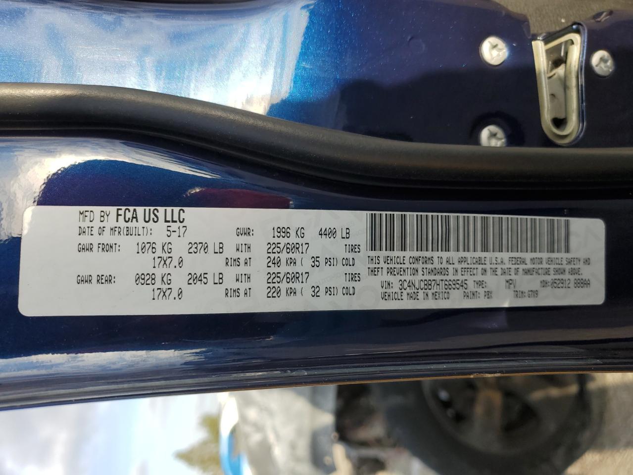 3C4NJCBB7HT669545 2017 Jeep Compass Latitude